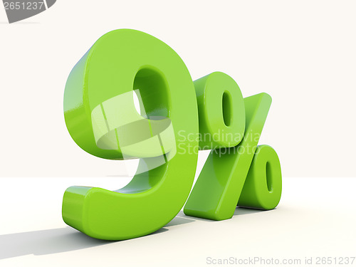 Image of 9% percentage rate icon on a white background