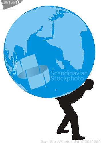 Image of Man with a globe on his back 