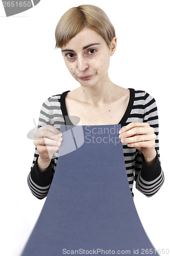 Image of Woman holding a paper