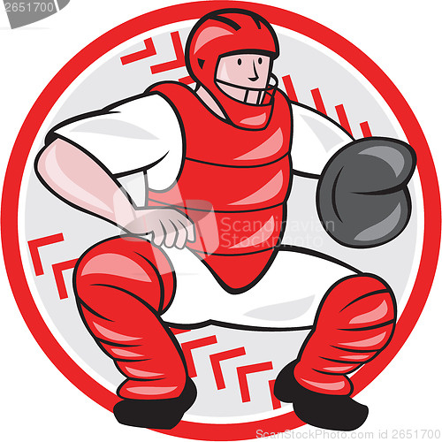 Image of Baseball Catcher Catching Cartoon