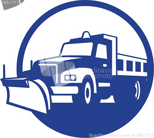 Image of Snow Plow Truck Circle Retro