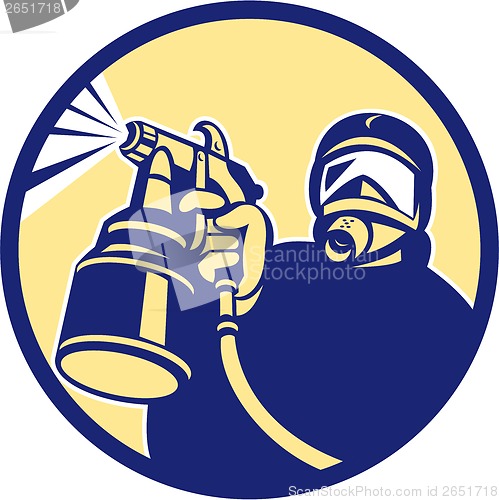 Image of Spray Paint Gun Painter Spraying Retro
