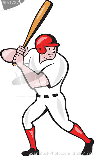 Image of Baseball Player Batting Side Isolated Cartoon
