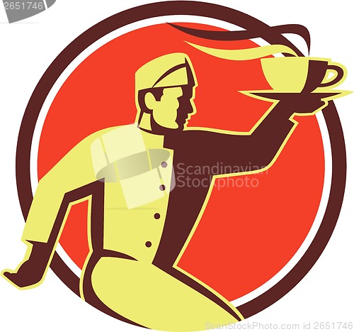 Image of Waiter Serving Coffee Cup Retro