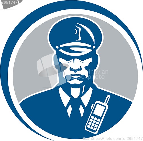 Image of Security Guard Police Officer Radio Circle