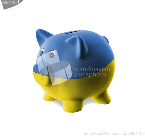 Image of Ceramic piggy bank with painting of national flag 