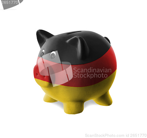 Image of Ceramic piggy bank with painting of national flag 