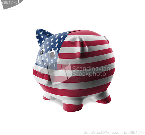 Image of Ceramic piggy bank with painting of national flag 