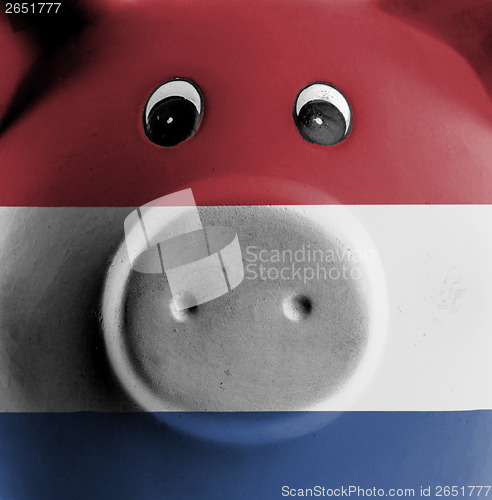 Image of Ceramic piggy bank with painting of national flag 