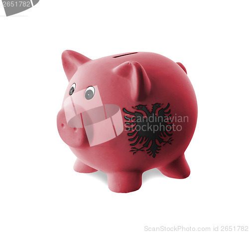 Image of Ceramic piggy bank with painting of national flag 