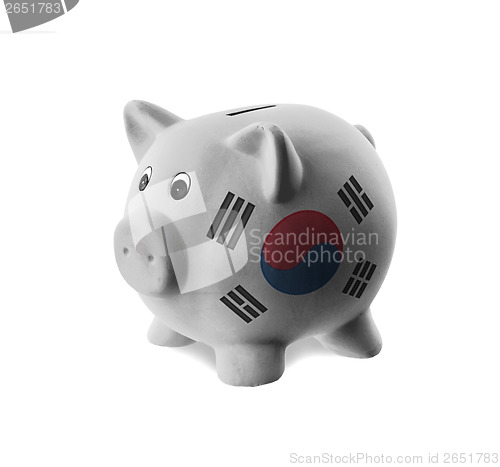 Image of Ceramic piggy bank with painting of national flag 
