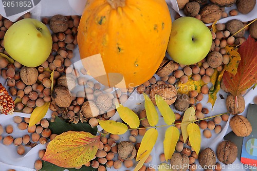 Image of Fall arrangement with fruits and vegetables