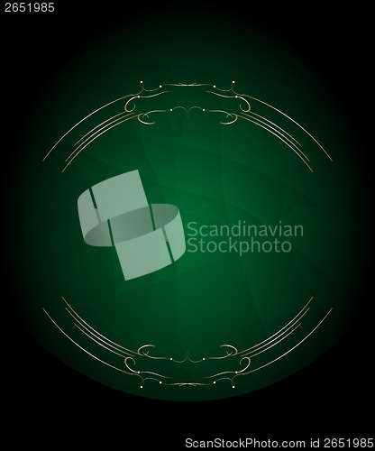 Image of green card with golden floral frame