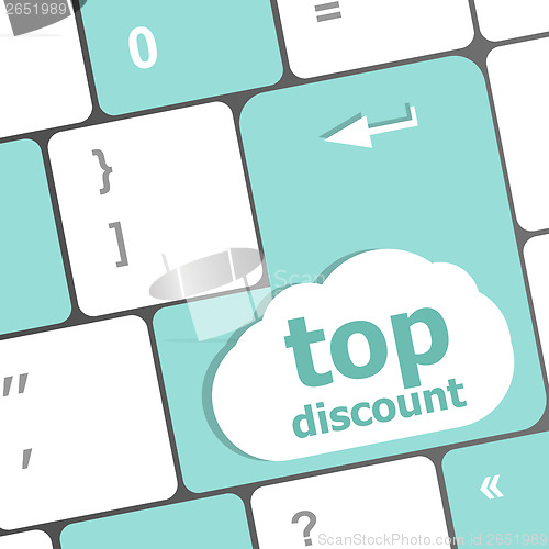 Image of top discount concept sign on computer key
