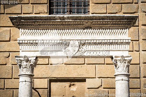 Image of Closeup historic fountain in Pienza