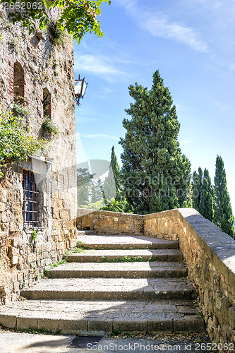 Image of Stairs in sunny Pienza