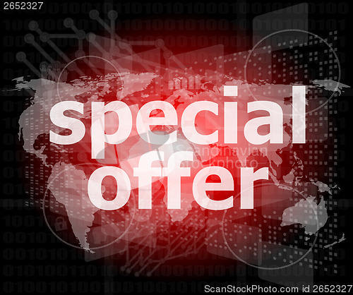 Image of special offer text on digital screen