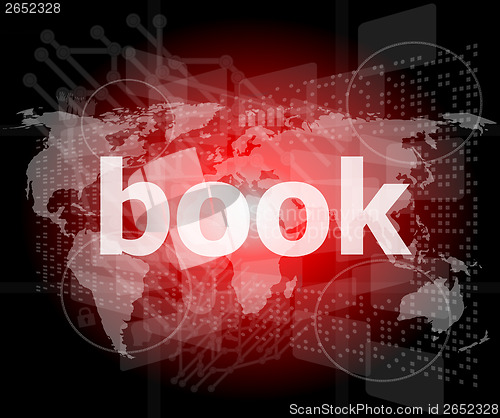 Image of book word on digital touch screen