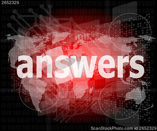 Image of Education concept: words answers on digital background