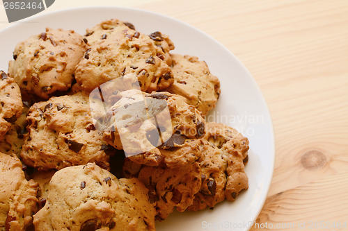 Image of Plate of delicious pecan and chocolate chip cookies