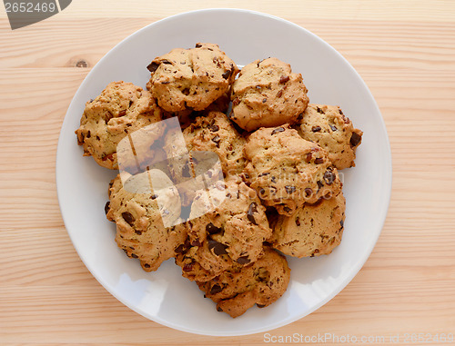 Image of Plate of pecan and chocolate chip cookies