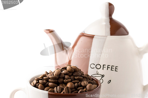 Image of Cup of roasted brown coffee beans