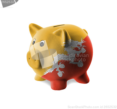 Image of Ceramic piggy bank with painting of national flag 