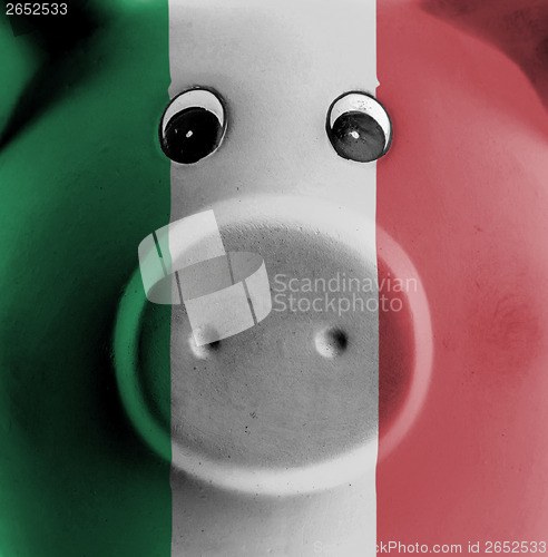 Image of Ceramic piggy bank with painting of national flag 