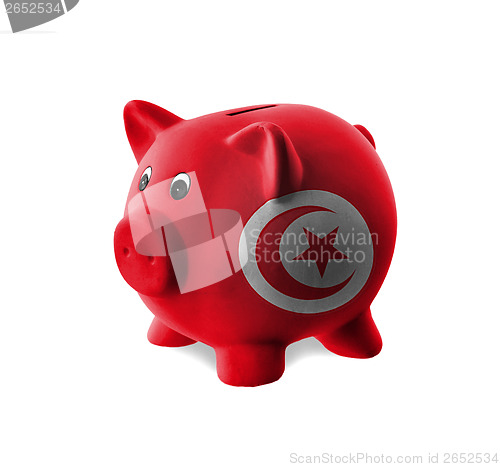 Image of Ceramic piggy bank with painting of national flag 