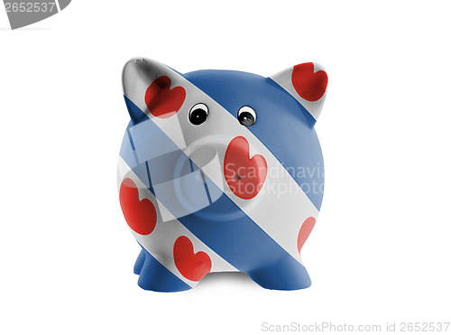 Image of Ceramic piggy bank with painting of national flag 