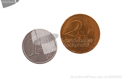 Image of Euro currency, chocolate coins