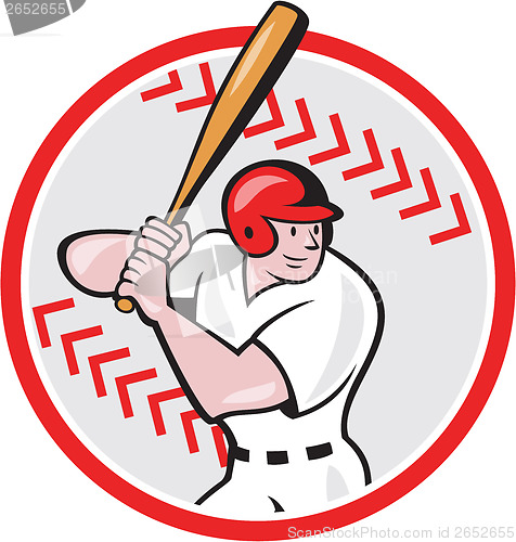 Image of Baseball Player Batting Ball Cartoon