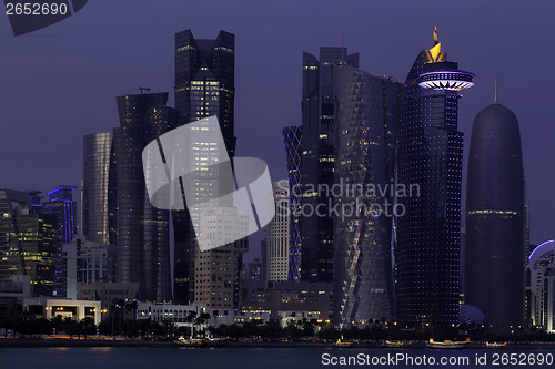 Image of Doha skyscrapers at dusk