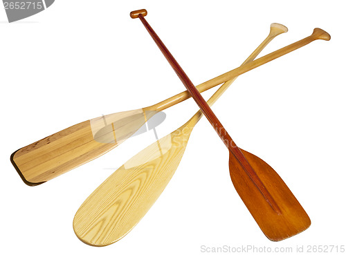 Image of wooden canoe paddles