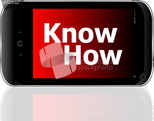 Image of smart phone with know how word