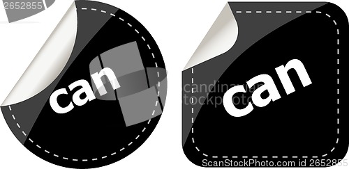 Image of can word stickers set, web icon button