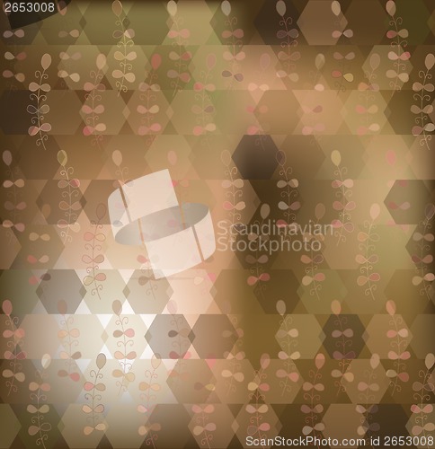 Image of Abstract background from hexagons, plants, blur