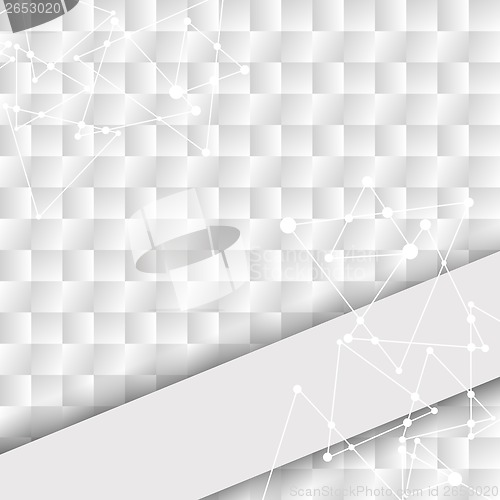 Image of white geometric pattern with squares and triangle