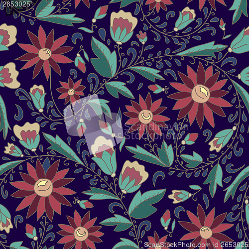 Image of floral ornament on blue background