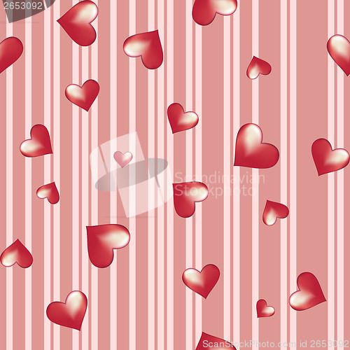 Image of Hearts on a striped background