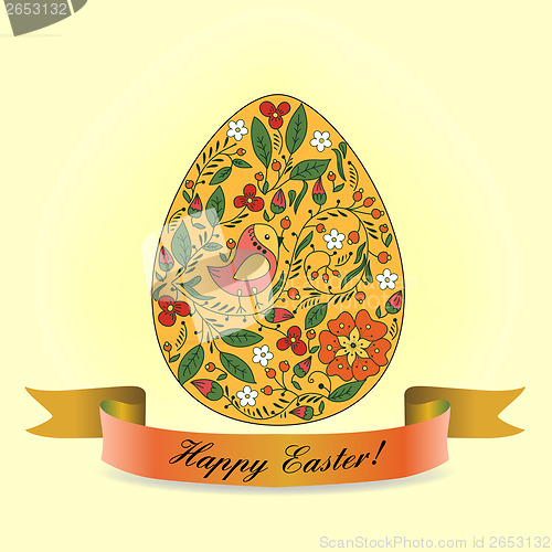 Image of  pattern of a bird and flowers for Easter