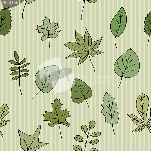 Image of green leaves striped background