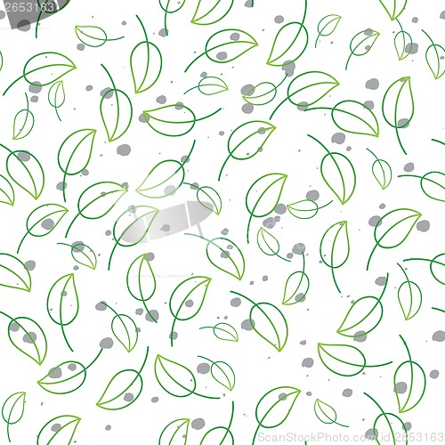 Image of White background with green leaves