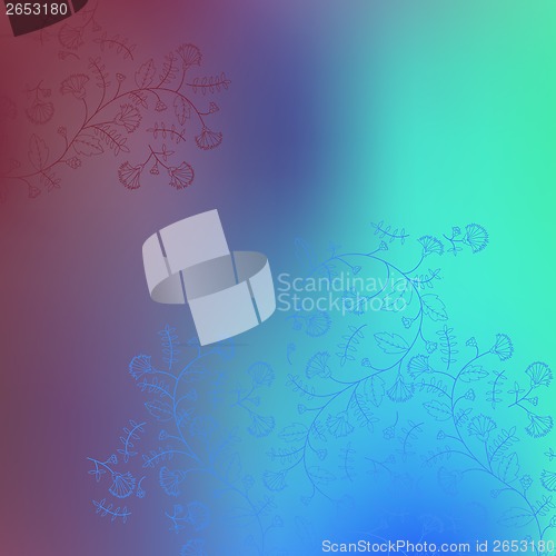 Image of bright background with contour flowers pattern