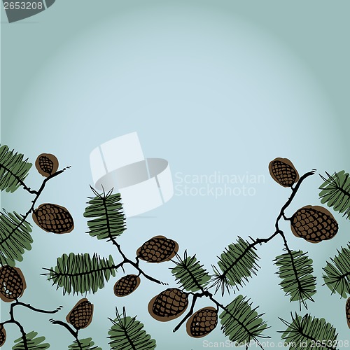Image of Background frame for text with fir cones and twig