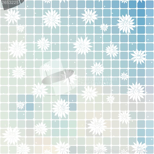 Image of background of rectangles and white flowers