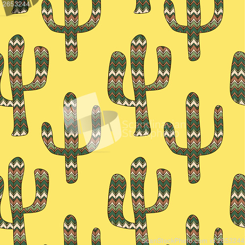 Image of pattern with cactuses on a yellow background