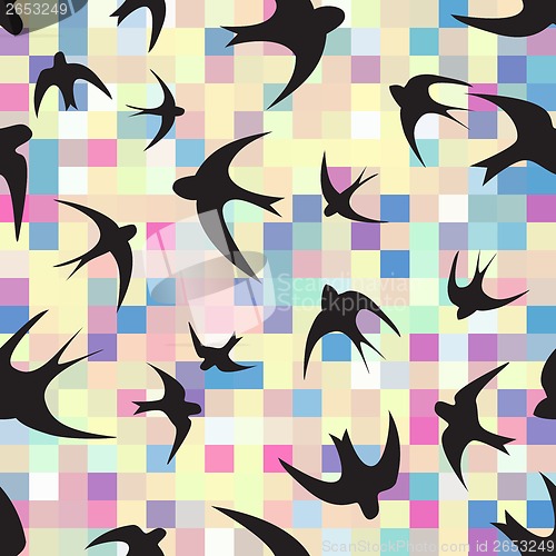 Image of Seamless texture with swallow and square