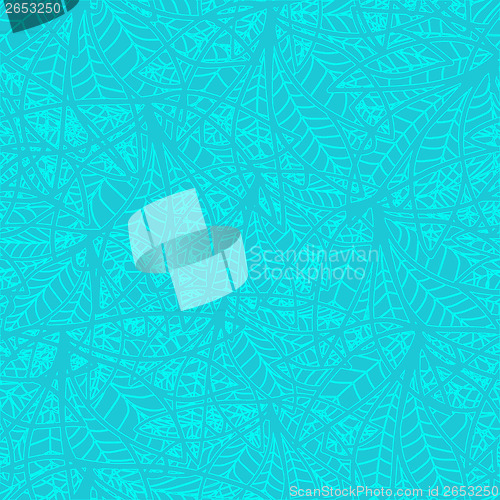 Image of bright abstract blue turquoise pattern from leaves