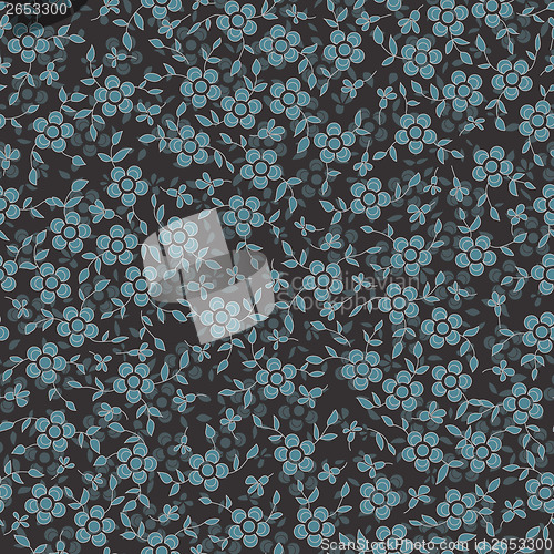 Image of Seamless flower texture with a dark blue flowers